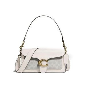 COACH Tabby Leather Shoulder Bag 26 With Signature Canvas - authentic